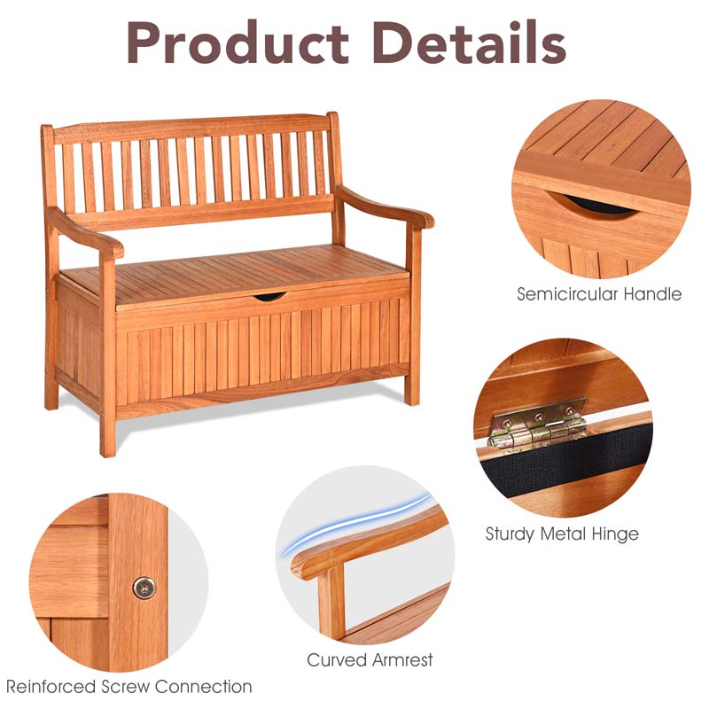 42 in Eucalyptus Patio Storage Bench, 33 Gallon Capacity
