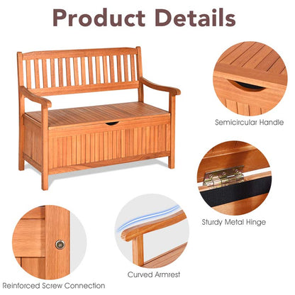 42 in Eucalyptus Patio Storage Bench, 33 Gallon Capacity