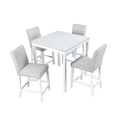 Modern 5-Piece Counter Height Dining Set With Square Table And 4 Upholstered Chairs