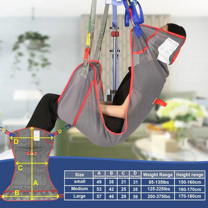 EZ Assistive Full Body Patient Lift Sling - Mesh Fabric, 500 lb, Sizes S/M/L