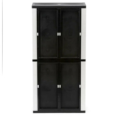 HDX Gray Plastic Freestanding Garage Cabinet With Adjustable Shelves And Lockable Doors, 35in W X 71in H X 18in D