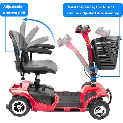 UltraLite 4-Wheel Mobility Scooter, Portable, Lightweight, 14-Mile Range - A898